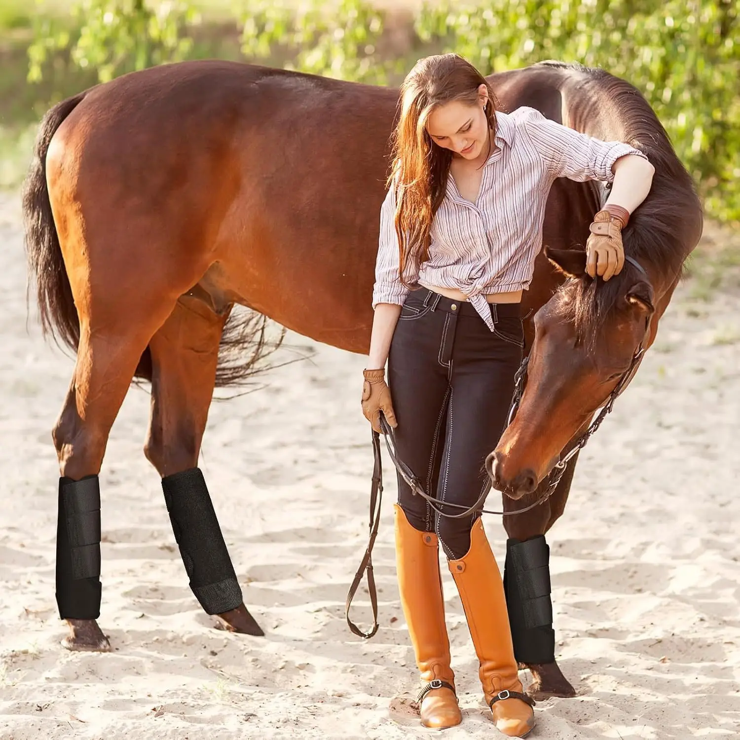 Horse Leg Guards Anti Collision Straps Horse Leg Protective Sleeves Horse Leg Wraps Protective Gear Leg Covers for Equestrian