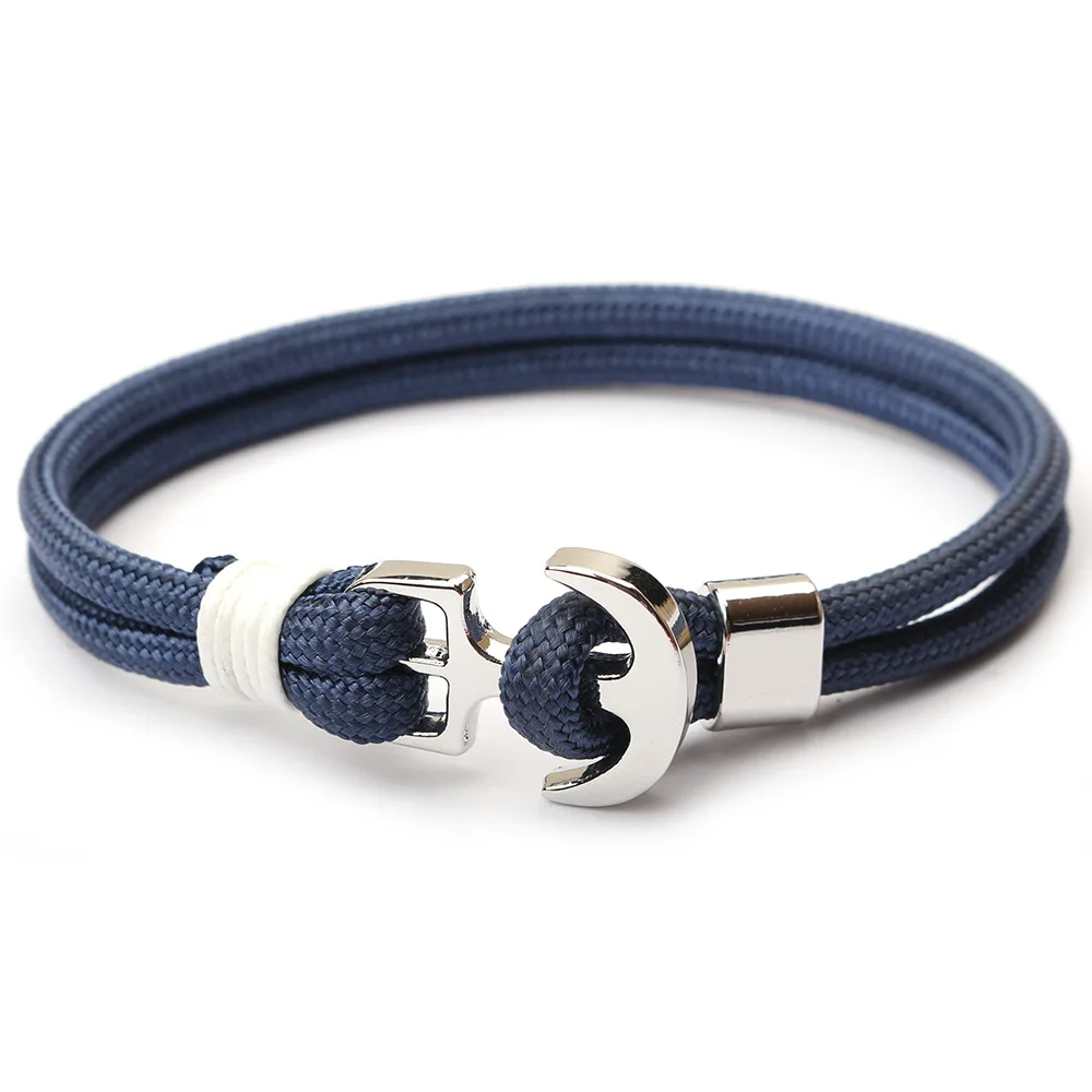 Hot Sell 1Pcs Multilaye Alloy Anchor Bracelet Charm Survival Rope Chain Fashion Jewelry Bracelets For Men and Women Best Gift