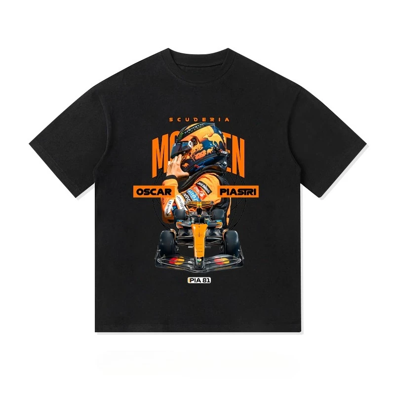 In The Summer of 2025 New Oscar Piastri F1 Team's Pure Cotton Short-sleeved T-shirts and Printed Men's Street T-shirts