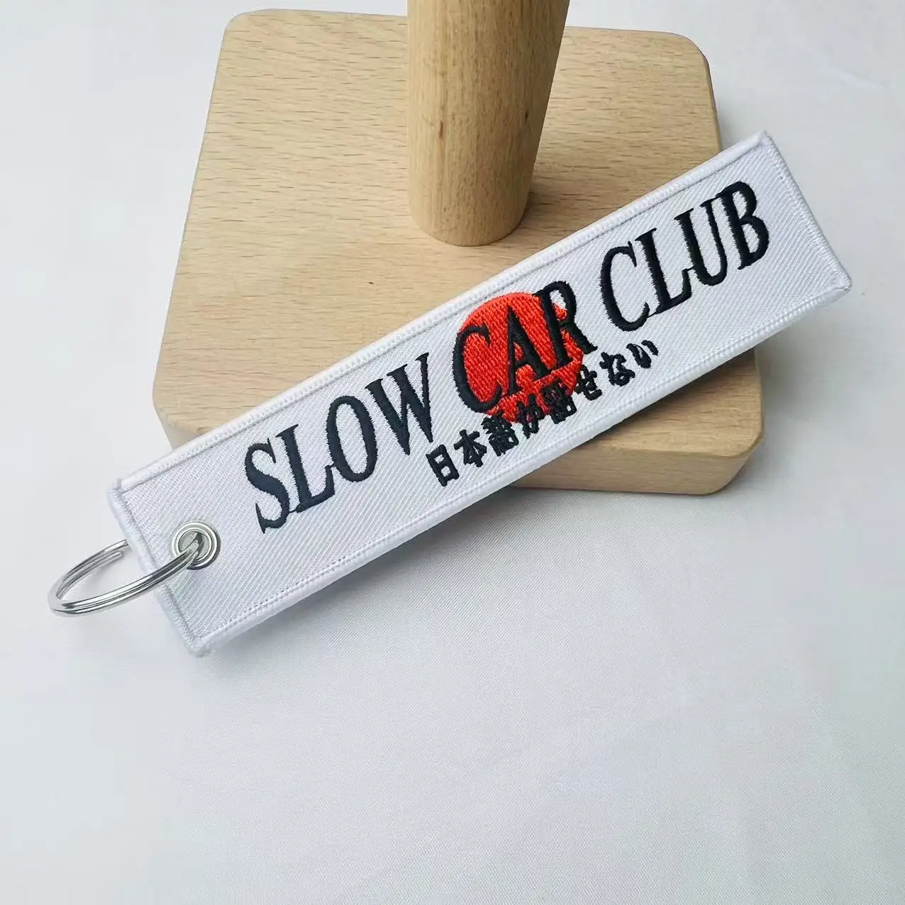 JDM Car Keyring SLOW CAR CLUB Emblem Fabric Keychain Tag For Toyota Honda Mazda Suzuki Mitsubishi Nissan Isuzu Auto Accessories