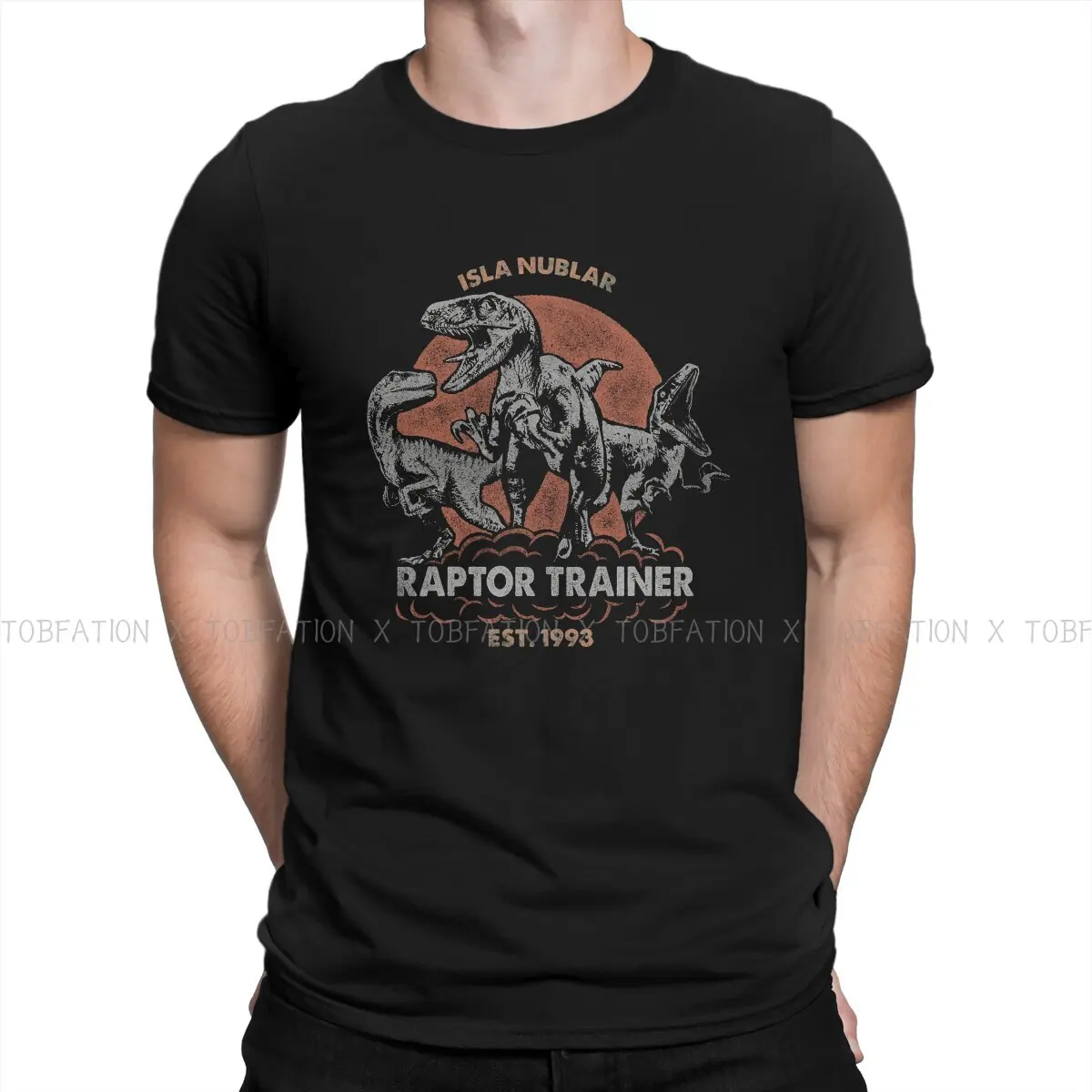 Jurassic Park Dinosaurs Film Pure Cotton TShirt Isla Nublar Raptor Trainer EST 1993 Classic T Shirt Leisure Men Tee Shirt