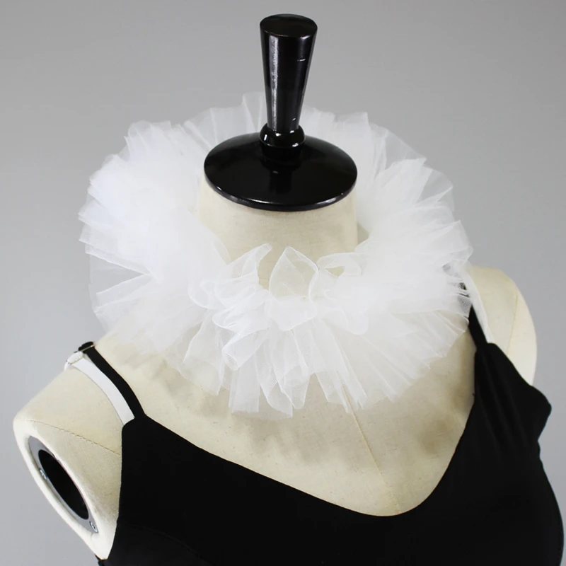 Layered Mesh Puffy Collar Tulle Scarf Palace Neck Ruff Collar Decorative Fake Collar Necklace Clown Cosplay Costume Props