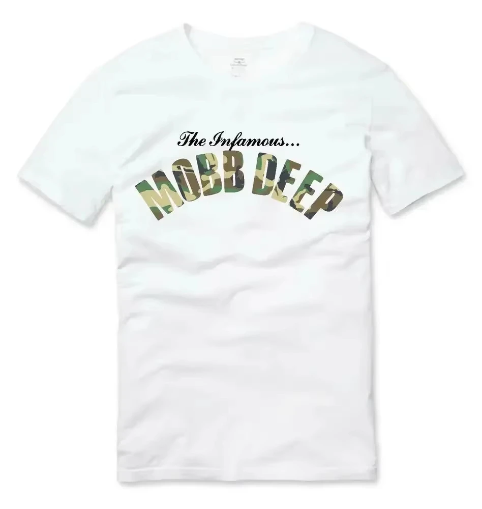 Mens Brand Fashion T-shirt T Shirts Mobb Deep Mens Womens Infamous on Red T-shirt Red Unisex Short Sleeve Casual Tee-shirt