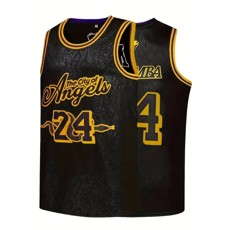 Men's Embroidered Basketball Jersey Breathable Sleeveless V-Neck Crew Neck Tank Top Perfect for Basketball Fitness