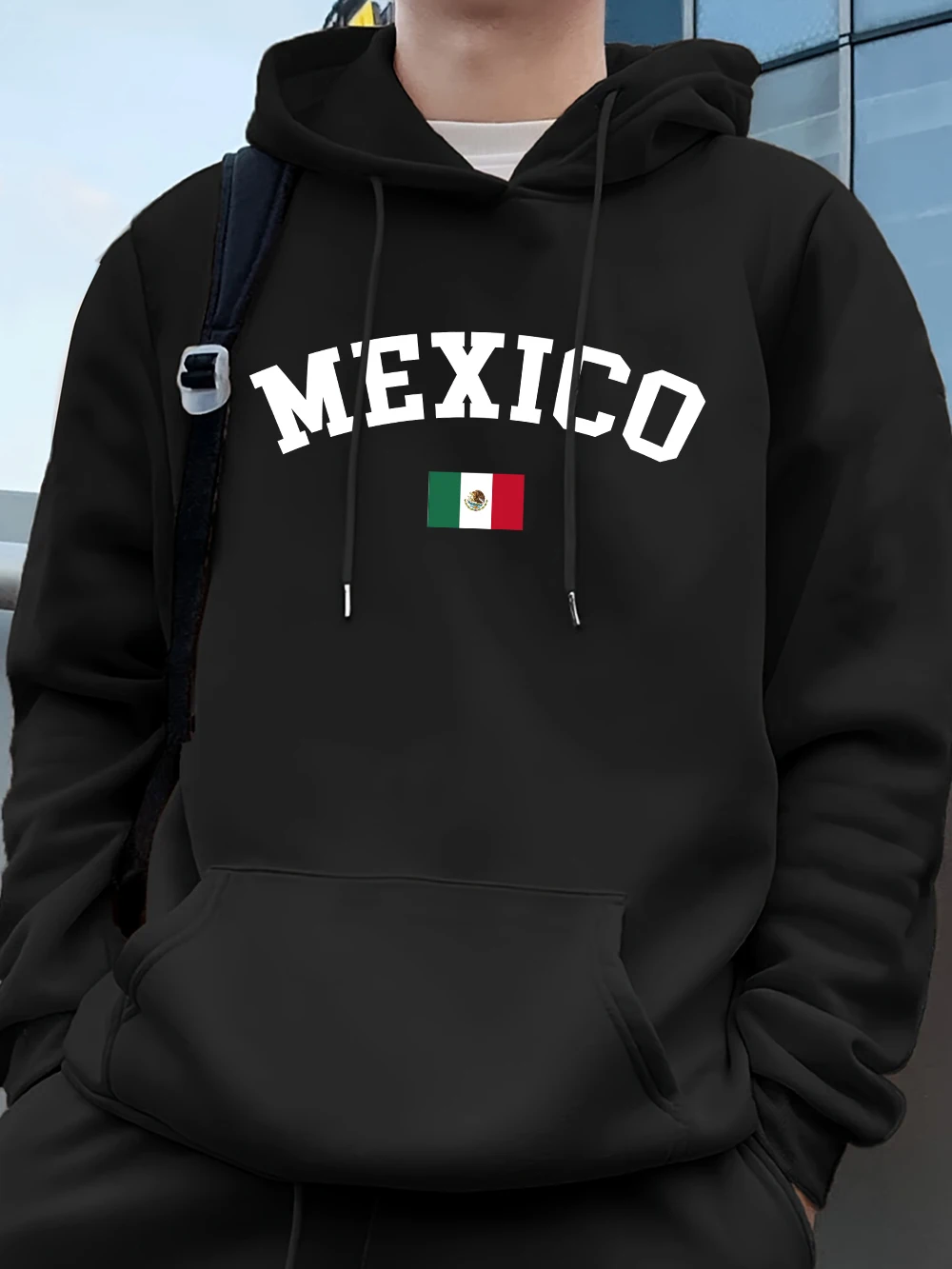 Mexico Flag Prints Mens Hoodies Autumn Winter Pocket Sweatshirts Hip Hop Fleece Warm Oversized Sportswears Fashion Men'S Clothes