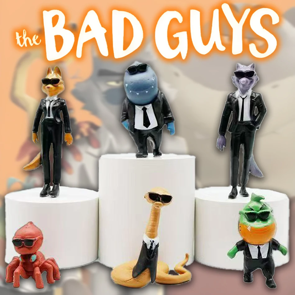 New 6Pc/Set Anime Movie The Bad Guys Cartoon Figure PVC Anime Action Figures Model Collection Decor Toys Doll Kid Christmas Gift