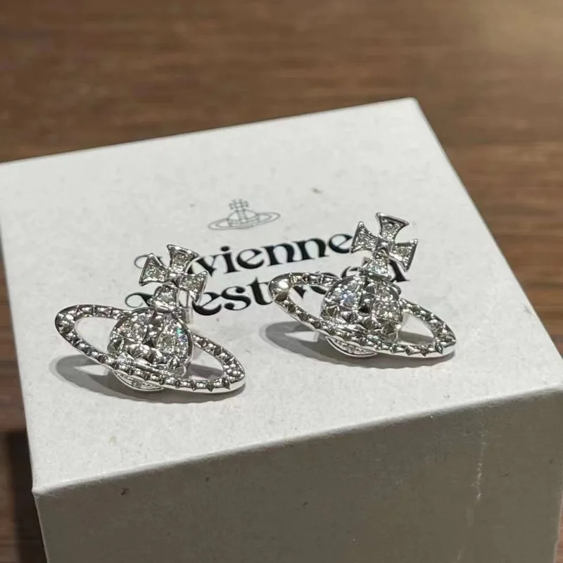 New Vivian Queen Mother Saturn stud earrings alloy mountain shape personalized earrings