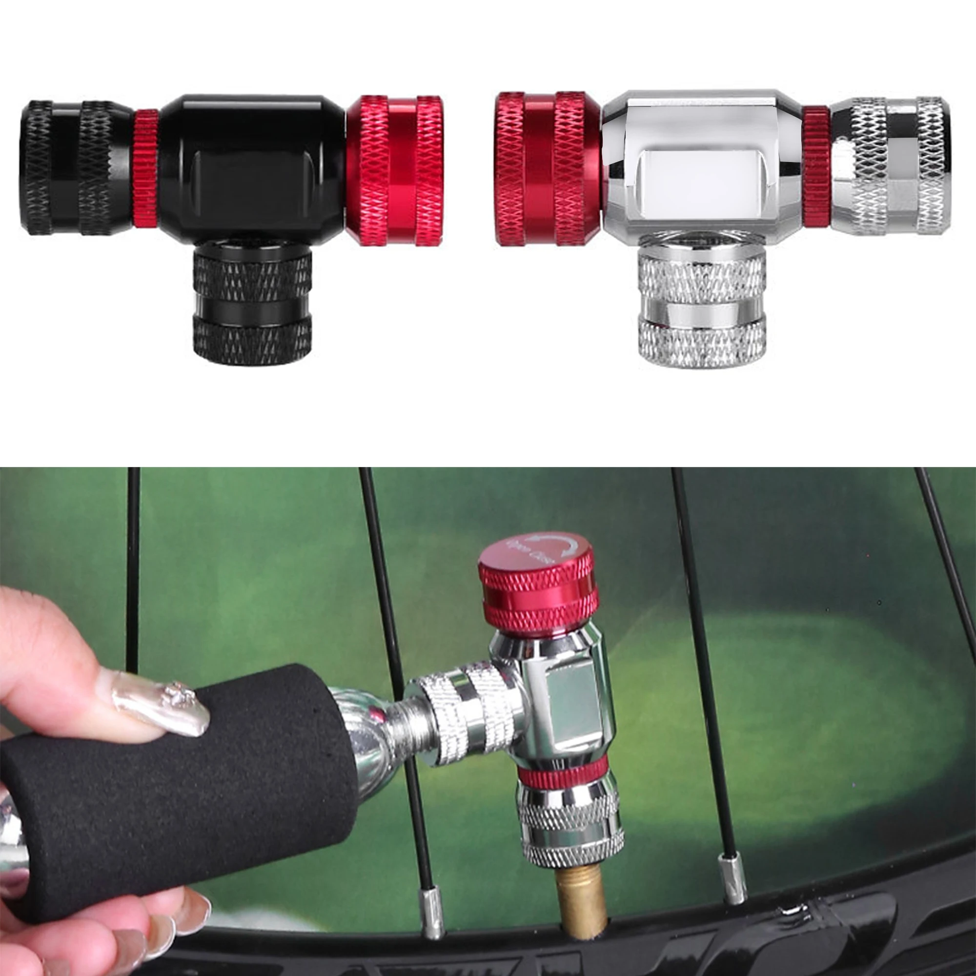 Outdoor Cycling CO2 Inflator Mini Bicycle Air Pump, Portable Quick Pumping Schrader Presta Valve Pump For MTB Road Bike