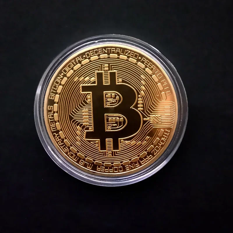 Plated Souvenir Gift Art Collection Physical Bitcon Coin BTC Case Antique Imitation Bitcoints Coins Metal Gold Commemorative