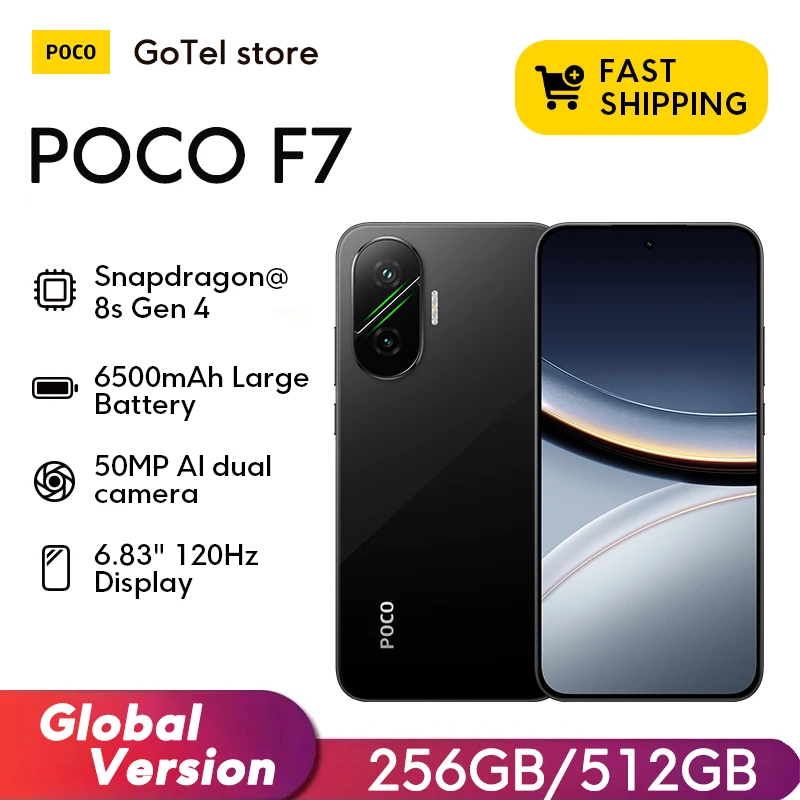 POCO F7 5G Smartphone 6.83" AMOLED 120Hz Snapdragon@ 8s Gen 50MP Camera 6500mAh NFC Global Version