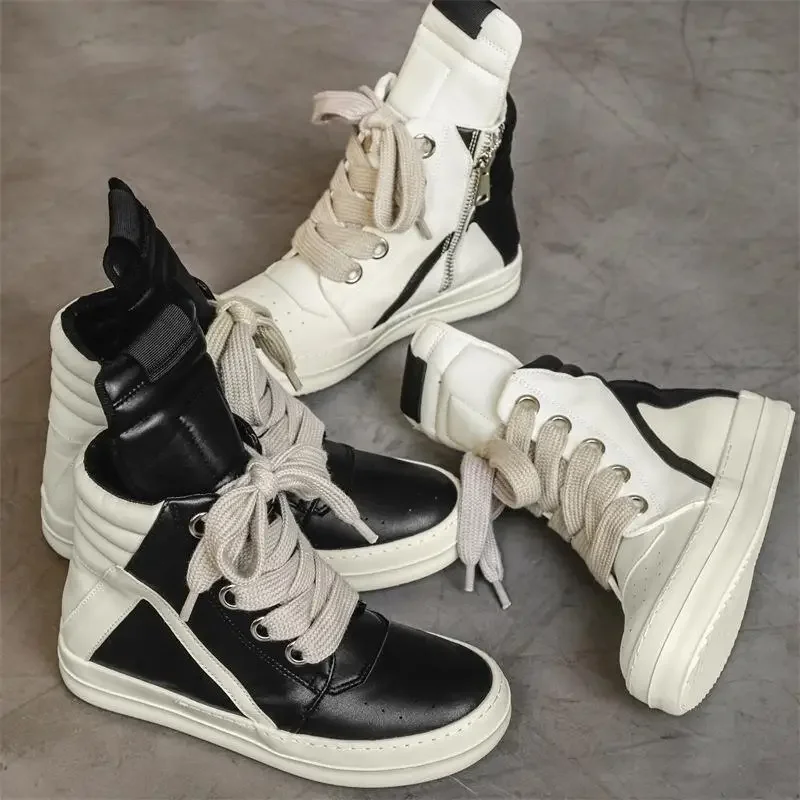 RO Same Style High-Top Long Boots Autumn/Winter Men's Shoes High Street Niche Vintage Motorcycle Versatile Sport Casual Shoes Me