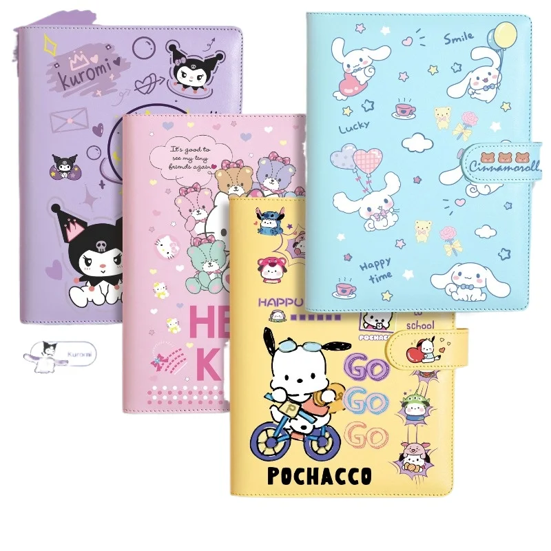 Sanrio Hello Kitty Kuromi Stitch Cute A6 Cartoon Notebook PU Cover Diary Student Loose Leaf Birthday Gift Office Supplies Gift