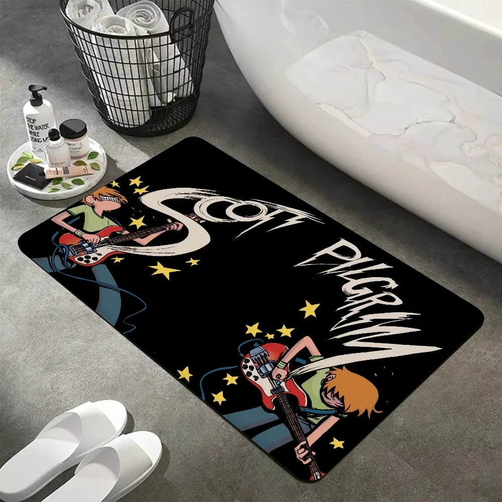Scott Pilgrim Cartoon Diatomaceous Earth Floor Mat Bedroom Study Entrance Anti Slip Decoration Carpet Home Decoration