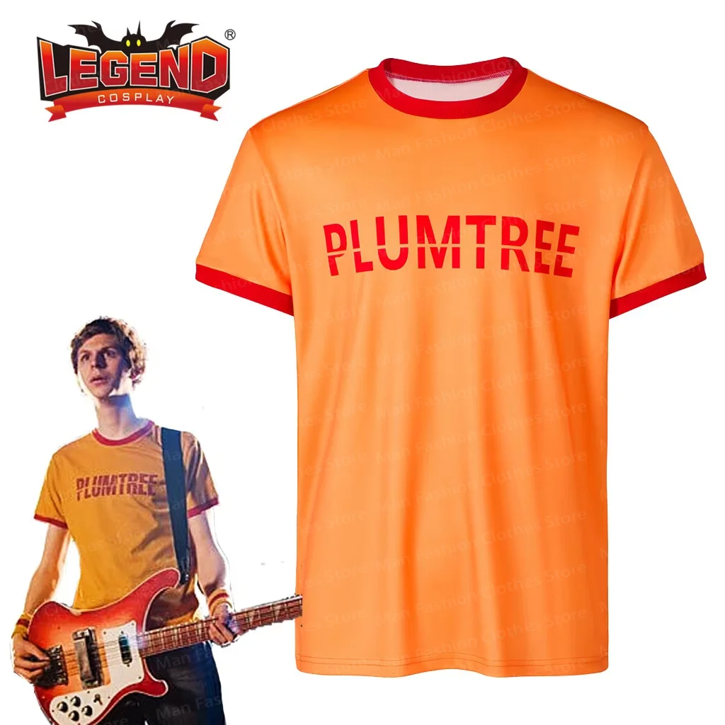 Scott Pilgrim Cosplay Band Logo Yellow T-Shirt tee Costume Yellow Plumtree Shirt Men's Fashion Printed Casual Short Sleeve Top