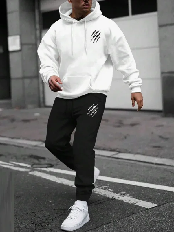 Sports suit men's and women's street wear two-piece set hooded sweatshirt and running shoes suitable for daily wear