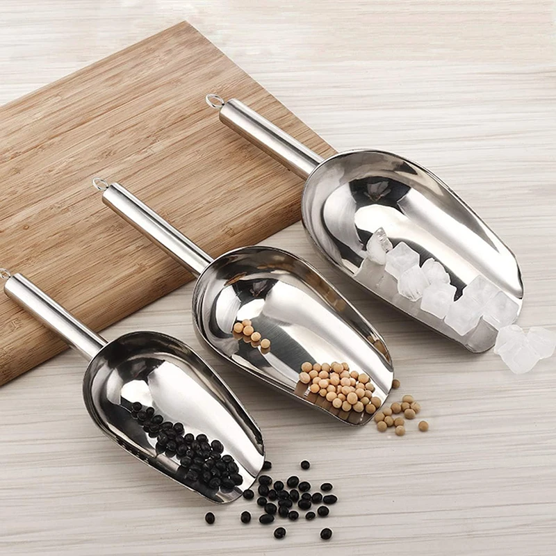 Stainless Steel Ice Shovel Multifunctional Ice Flour Sugar Scoop with 5/8/12 Ounce Ice Scooper for Ice Maker Bar Kitchen Tool