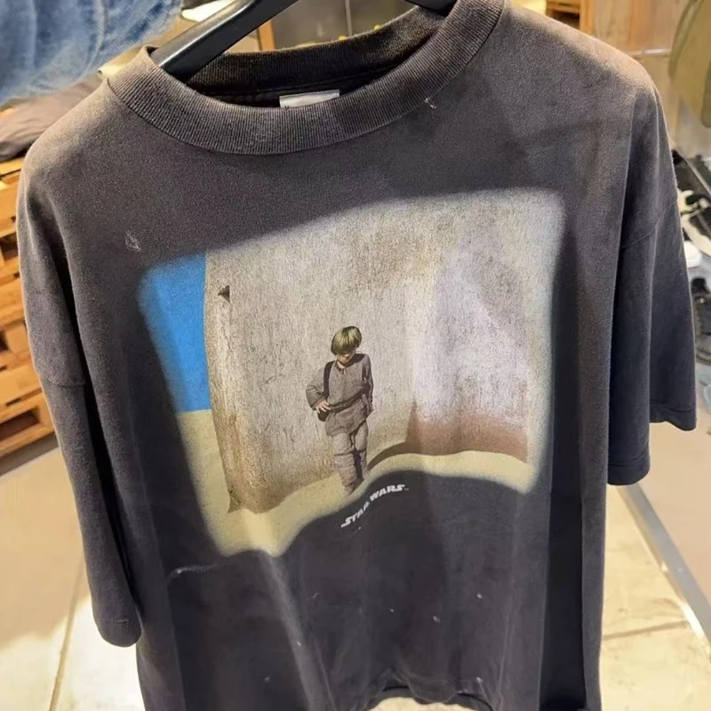 Summer American Saint Retro Tshirts Do Odl Washed Vintage Men's Women's High Street Loose Casual Short-sleeved T-shirts