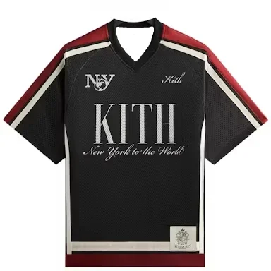 Summer Kith Mesh Leon Jersey Black Men Football Soccer Round Neck Jersey Breathable Quick-Drying Tee Sport Top Motorcycle