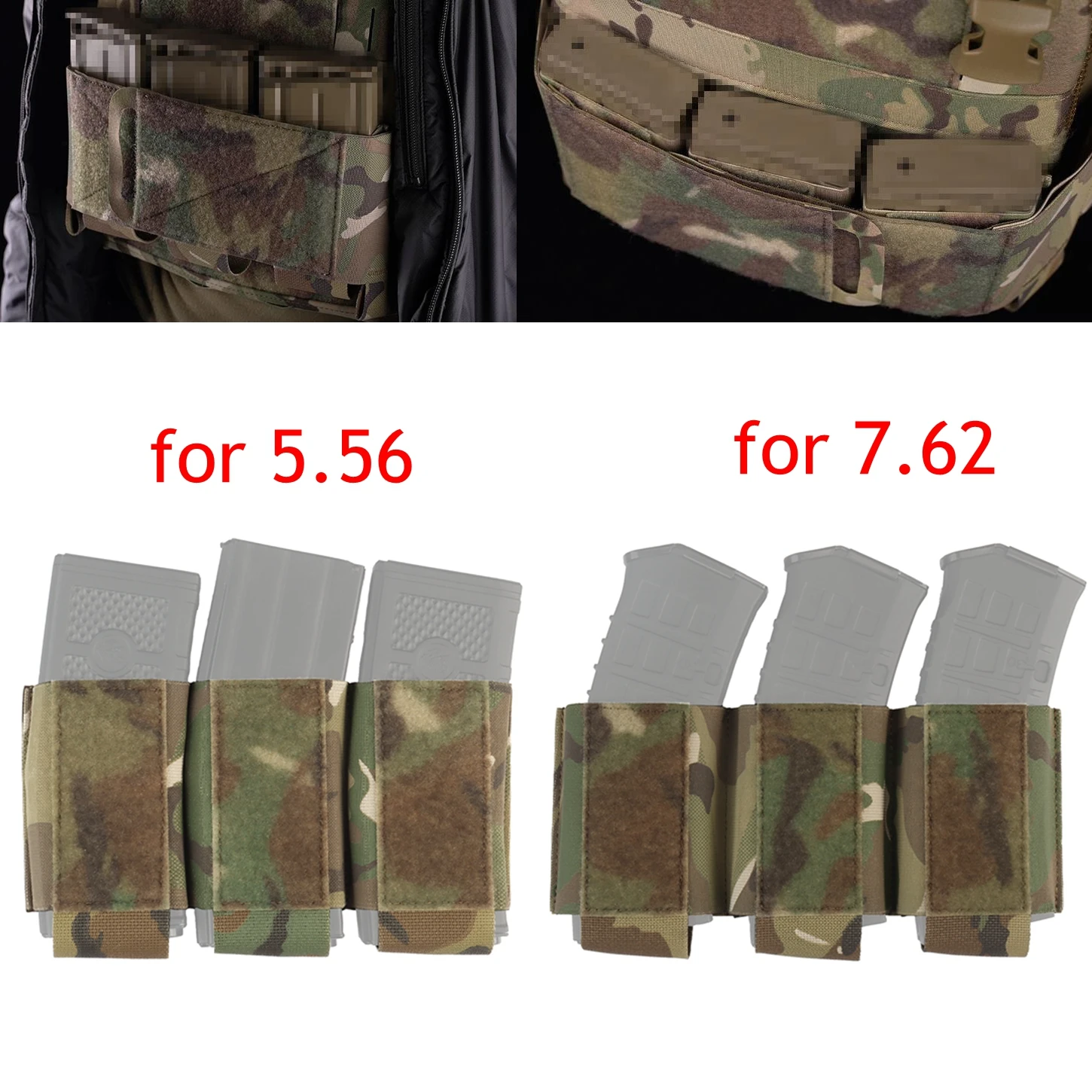 Tactical 5.56/7.62 Triple Magazine Pouch Magazine Holder with Hook Fasteners for MK3/MK4 Chest Rig Magazine Insert Pouch
