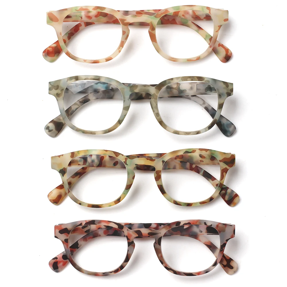 Turzing Round Reading Glasses Ladies Reading Glasses Spring Hinge Reader Glasses for Women Eyeglasses with Pattern Print