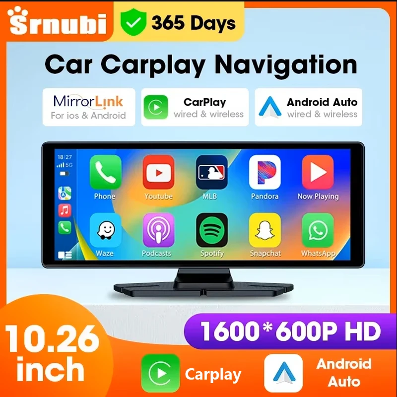 Universal 10.26” Screen Car Radio Multimedia WIFI Video Player Wireless Carplay Android Auto Dual Bluetooth 5.0 FM USB Monitor