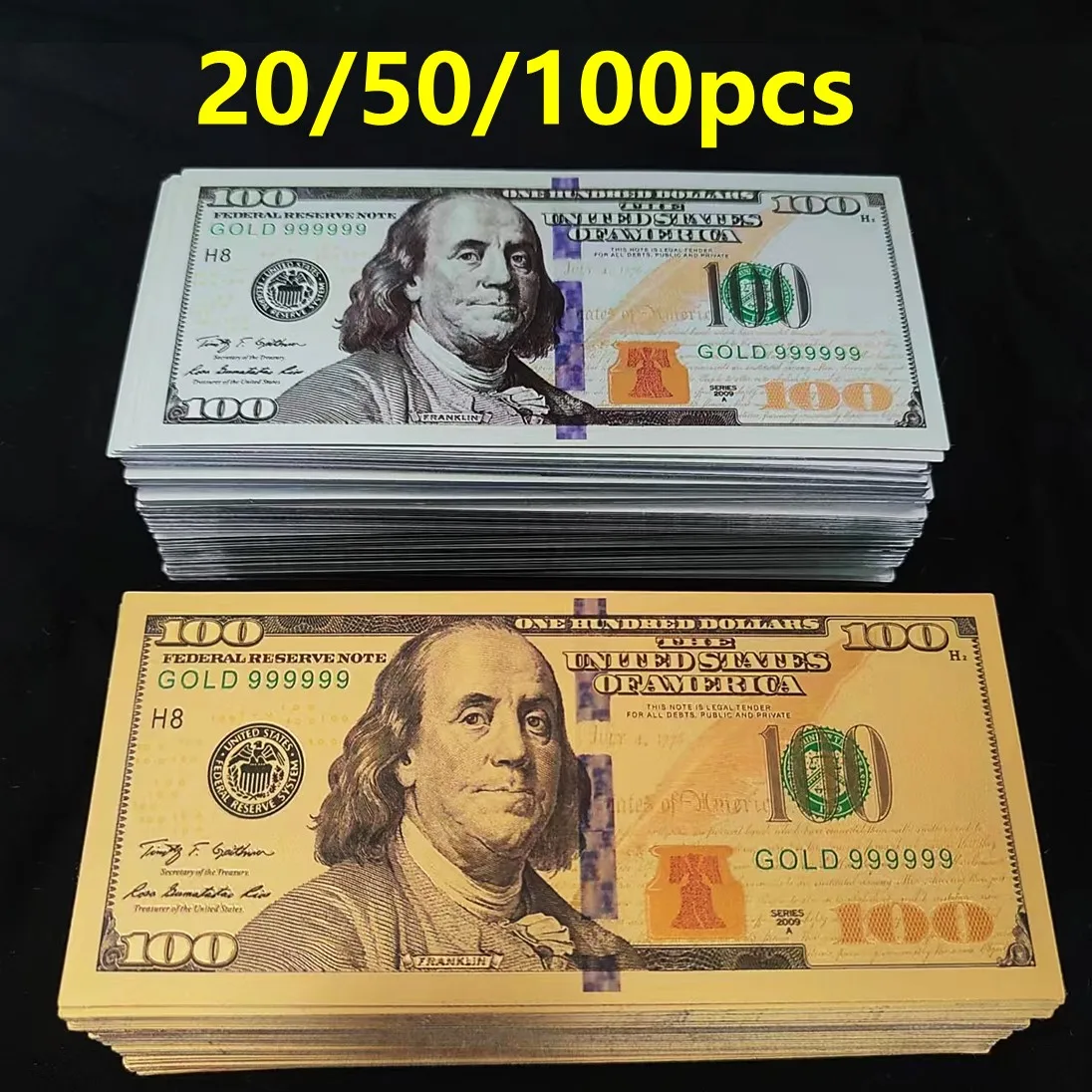 US 24k Gold Foil Banknote 100 Dollars Golden USD Paper Money Banknotes Crafts for Collection