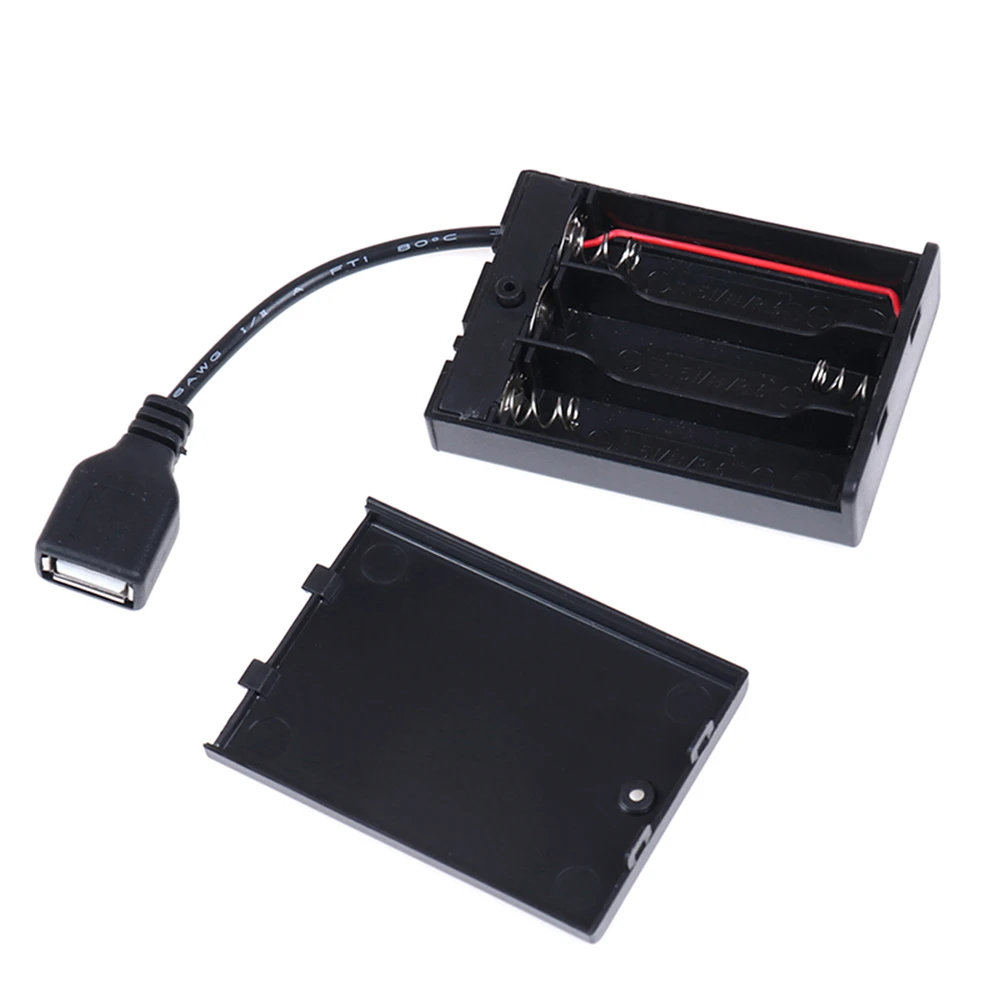 1PC 3/4 X AA USB Battery Box For 5V LED Strip Lights USB Mini Power Supply