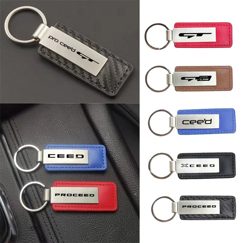 1PC New Pu Leather Car Key Chain Keychain Car Key Ring For KIA CEED PRO CEED GT XCEED 2021 2022 2023 2024 2025+ Auto Accessories