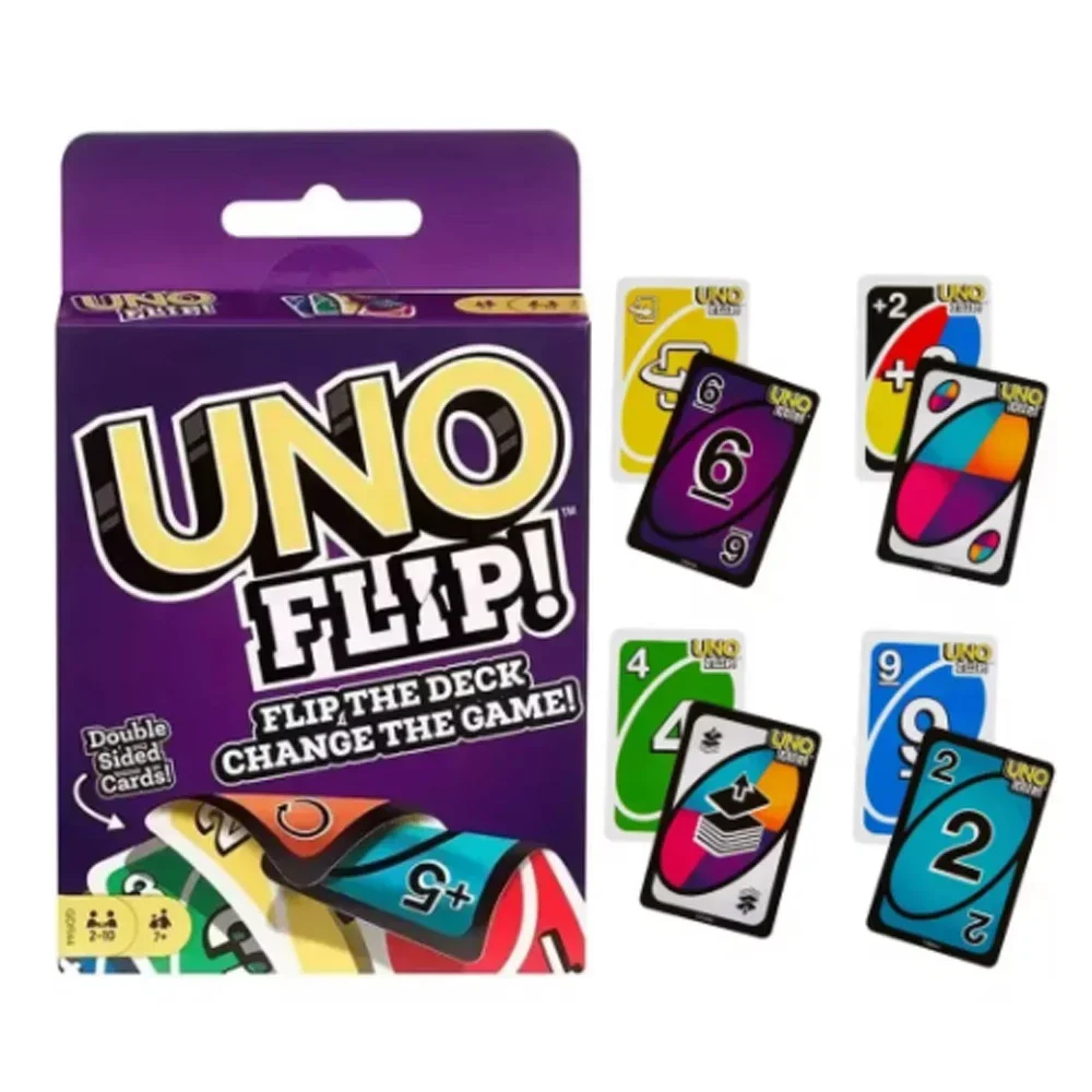 1pcs Mattel UNO FLIP! Games Family Funny Entertainment Board Game Fun Playing Cards Kids Toys Gift Box uno Card Game Kids Toys