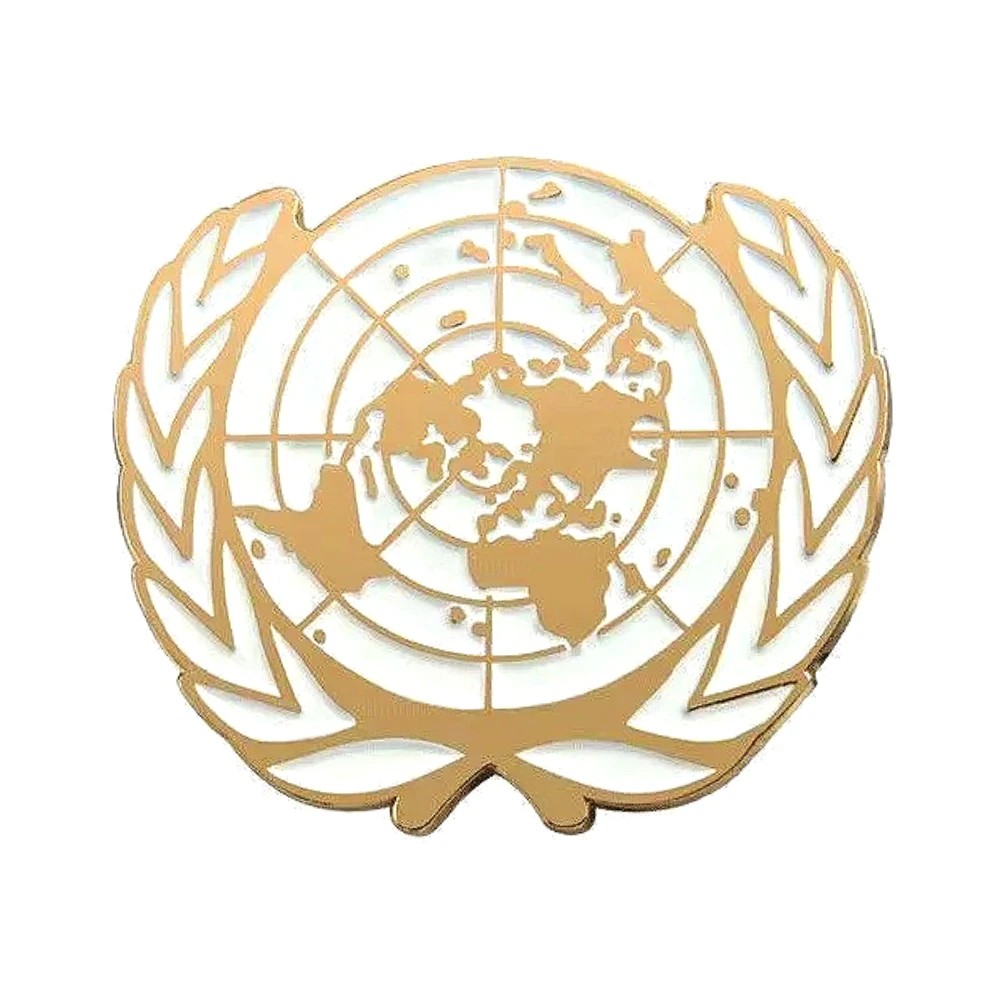 1pc United Nations Peacekeeping Force UN BLUE BERET Hat Badge UN Golden Badge