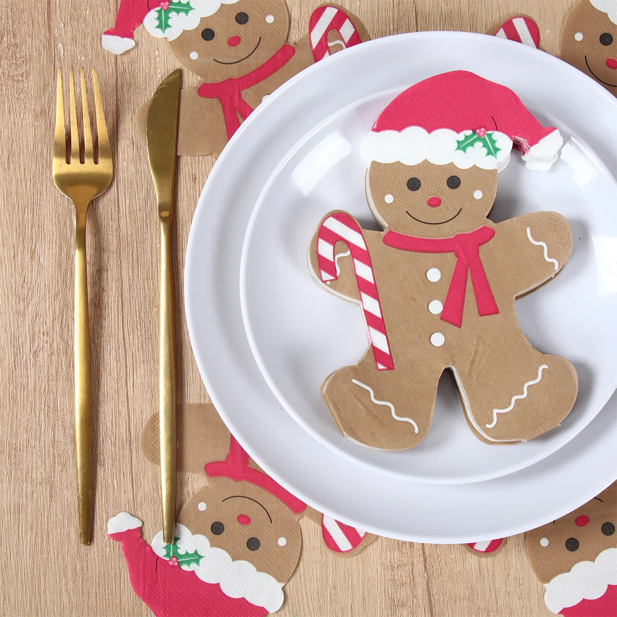 20pcs Gingerbread Man Paper Napkins Xmas Party Disposable Tissue 2025 Christmas Home Table Decoration Supplies New Year 2026