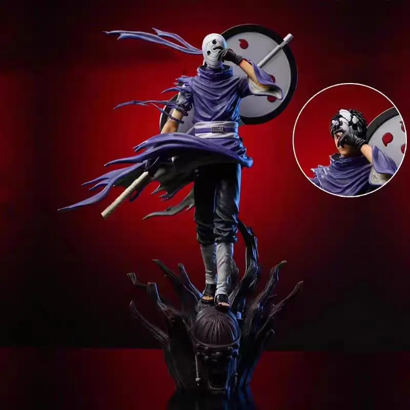27cm Anime Naruto Figure Akatsuki Uchiha Obito GK Double Headed Sculpture Toys Model Desktop Ornament Birthday Gift