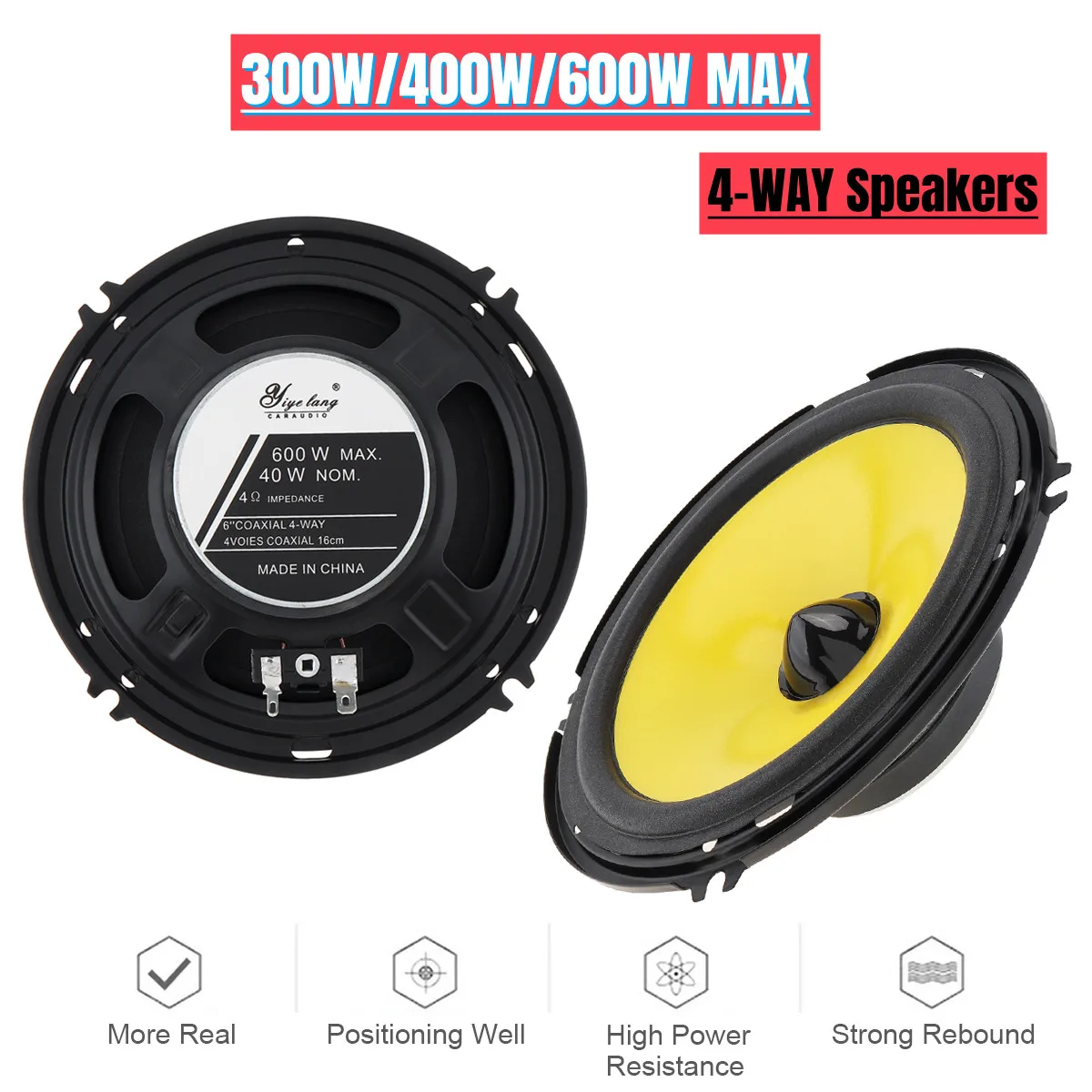 2pcs 300W 400W 600W 4/5/6 Inch Full Range Frequency Car Audio Speakers Heavy Mid-bass Ultra-thin Modified Speaker