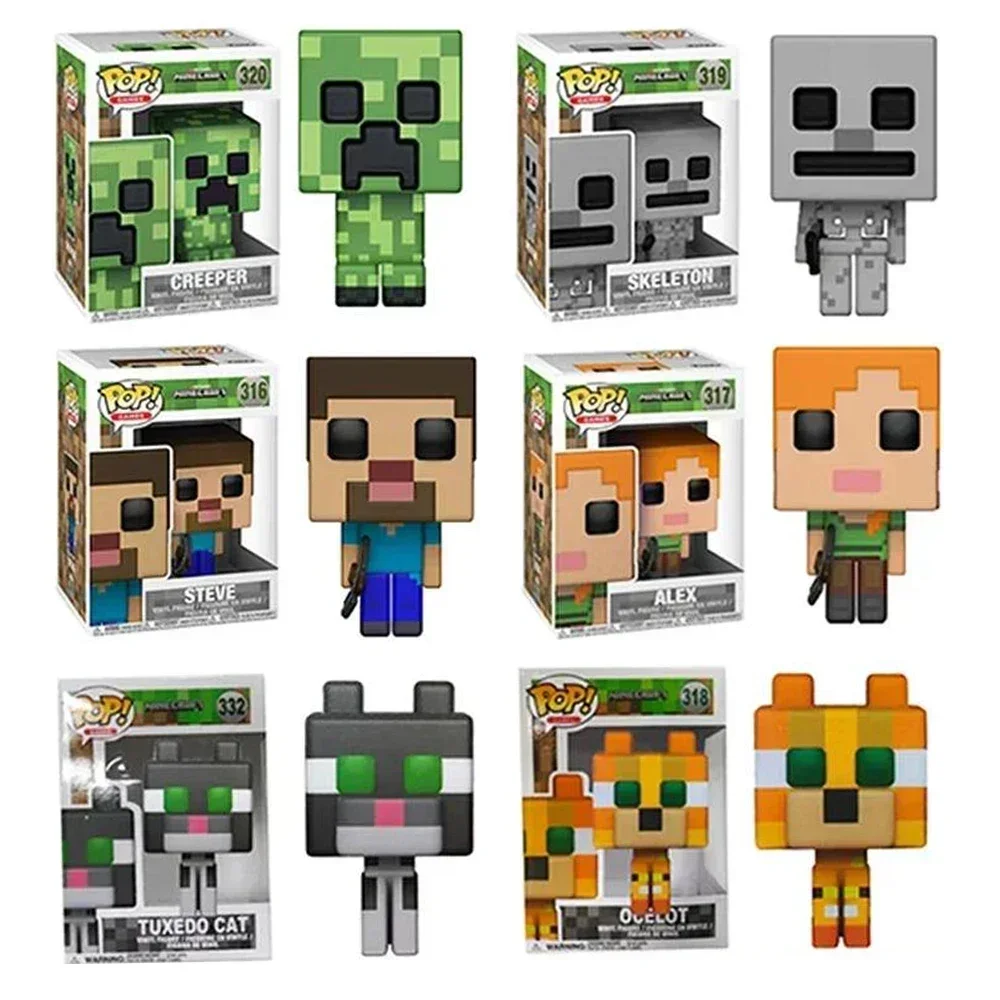 2PCS POP Minecrafts Figure Steve Zombie Doll Decoration Ornaments Alex #317 PVC Action Figure Collection Model Children Toy Gift