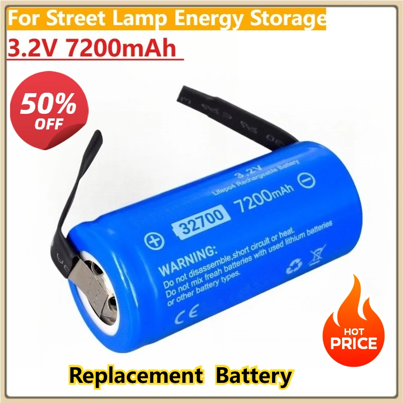 32700 LiFePO4 Power Battery 3.2V 7200mAh Flat Top for Street Lamp Energy Storage