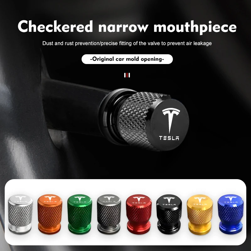 4Pcs Car Valve Caps Wheel Tires Air Tyre Stem Protective Cover For Tesla Model 3 S Y X