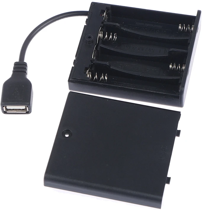 4 X AA USB Battery Box for 5V LED Strip Lights USB Mini Power Supply