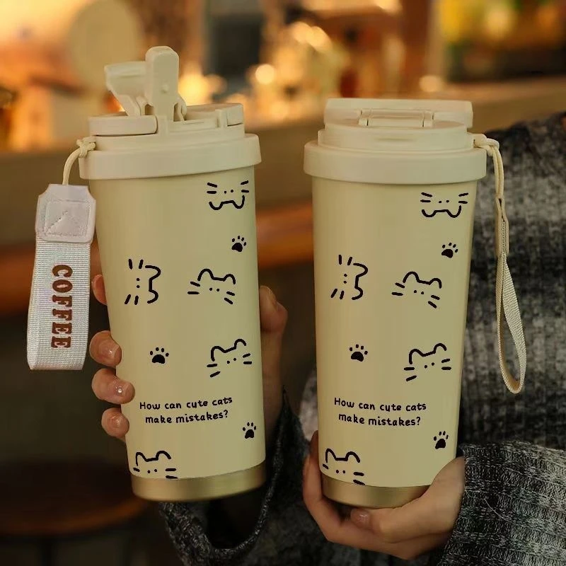 500ML Thermo Cafe Coffee Mug Car LeakProof Travel Thermo Cup Stainless Steel Thermal Water Bottles Vacuum Flask Insulated Cups