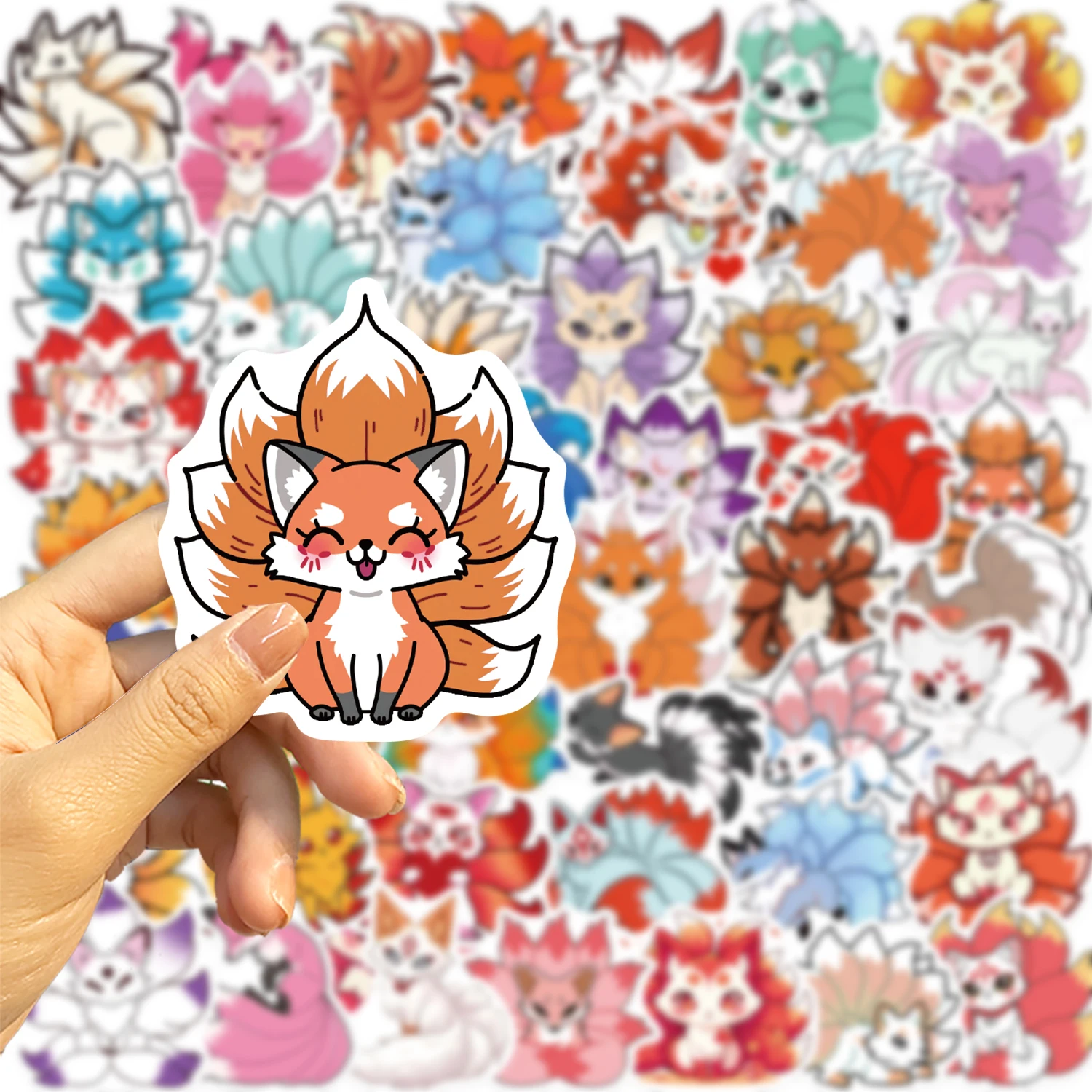 50pcs Cartoon Nine Tailed Fox Graffiti PVC Stickers Decorative Children's Toys Luggage Laptop Helmet Guitar Waterproof Stickers