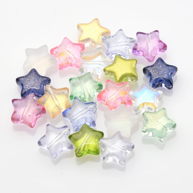 50PCS/Lot 10mm Star Beads Glass Spacer Beads Jewelry Making Hairpin For Handmade Pendant DIY Beads Jewelry Making Accessories