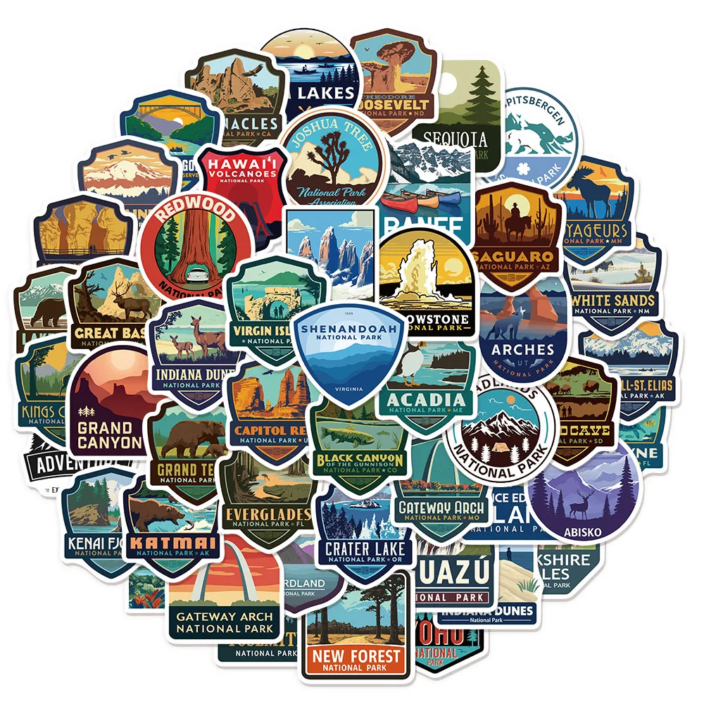 50PCS National Park Landscape Graffiti Stickers DIY Luggage Speaker Skateboard Water Cup Notebook Waterproof Stickers