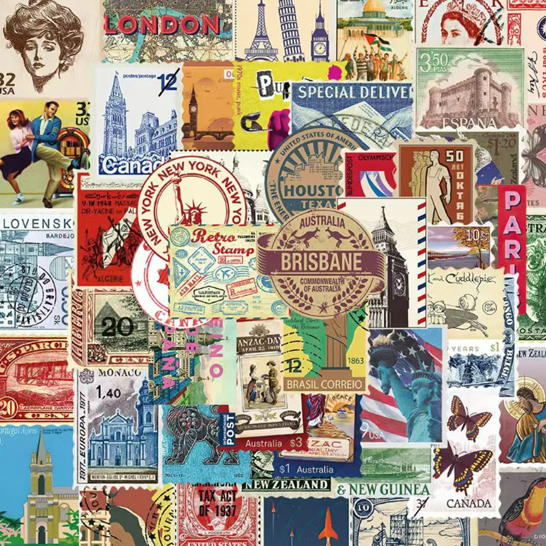 50PCS Travel Around The World Scenery Series Stickers DIY Decoration For Junk Journal Scrapbooking School Stationery Supplies