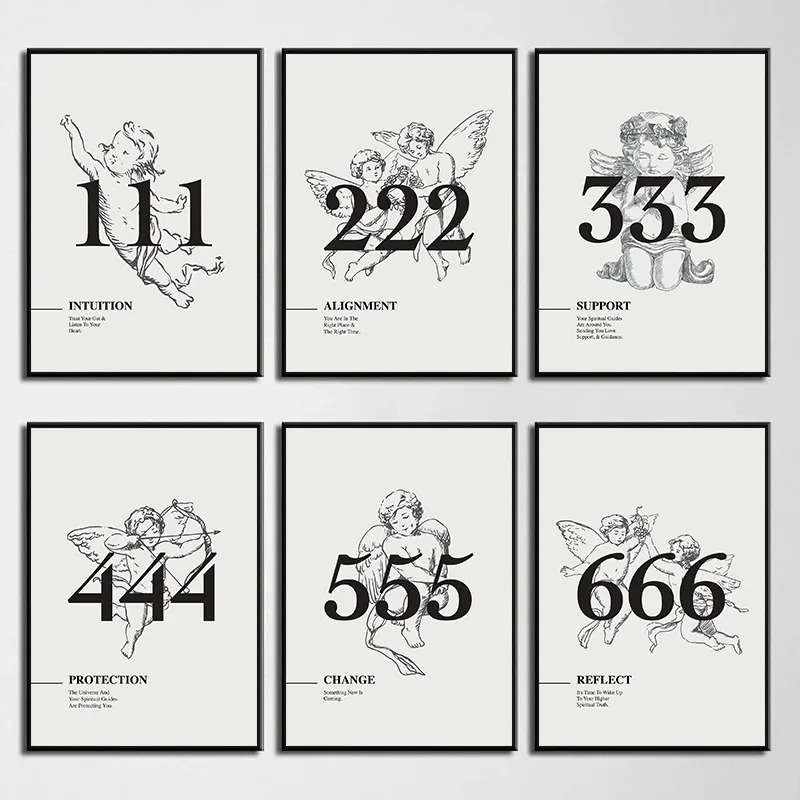 777 Angel Number Poster Print Canvas Painting Lucky Number Energy Spiritual Wall Art Picture for Living Room Home Decor