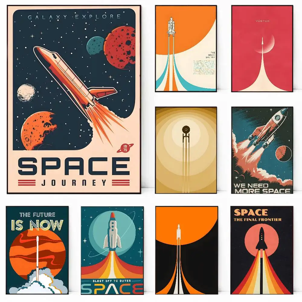 Aerospace Rocket Futurism Space Poster art painting sticker with prints Home bedroom living room decoration gift