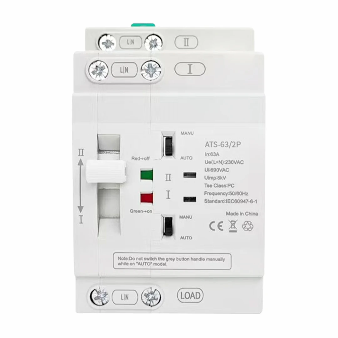 ATS 110V 220V PC Dual Power Automatic Transfer Switch 25A 40A 63A Household Power Transfer Switch 50/60Hz