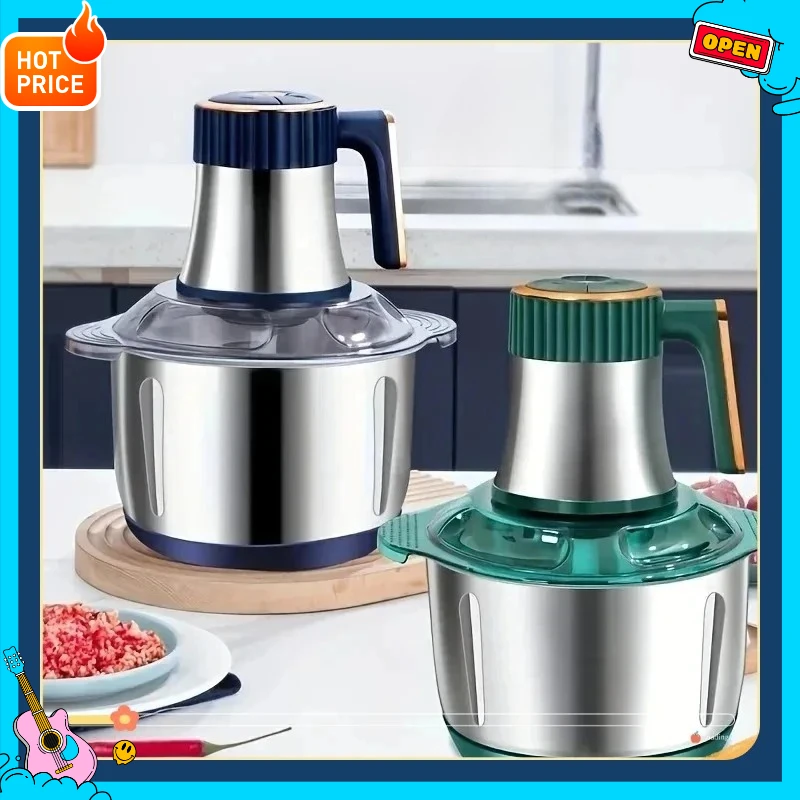 Automatic Meat Grinder 5L Large Capacity Stainless Steel Bowl Multi-Speed Home Mixer Meat Grinding and Mixing