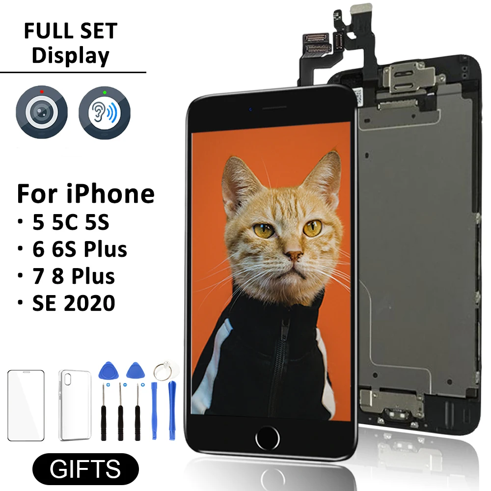 Complete LCD For iPhone 6 6S 7 8 Plus 5S SE Display Full Set Screen Touch Digitizer Assembly Replacement Ecran with Front Camera