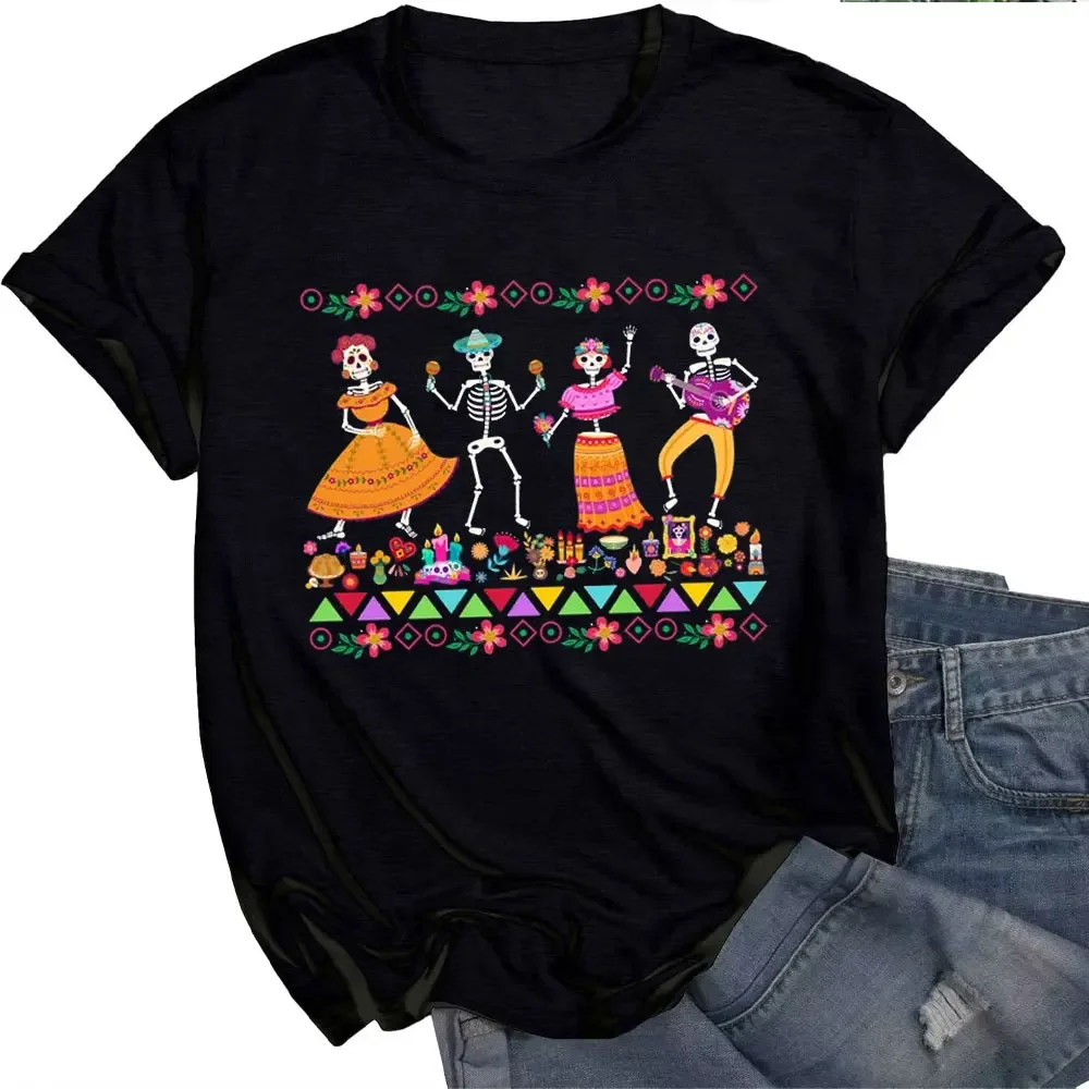 Day of The Dead Womens T Shirt Mexican Art T Shirt Hispanic Heritage Month Dia De Los Muertos Halloween Latina Shirt
