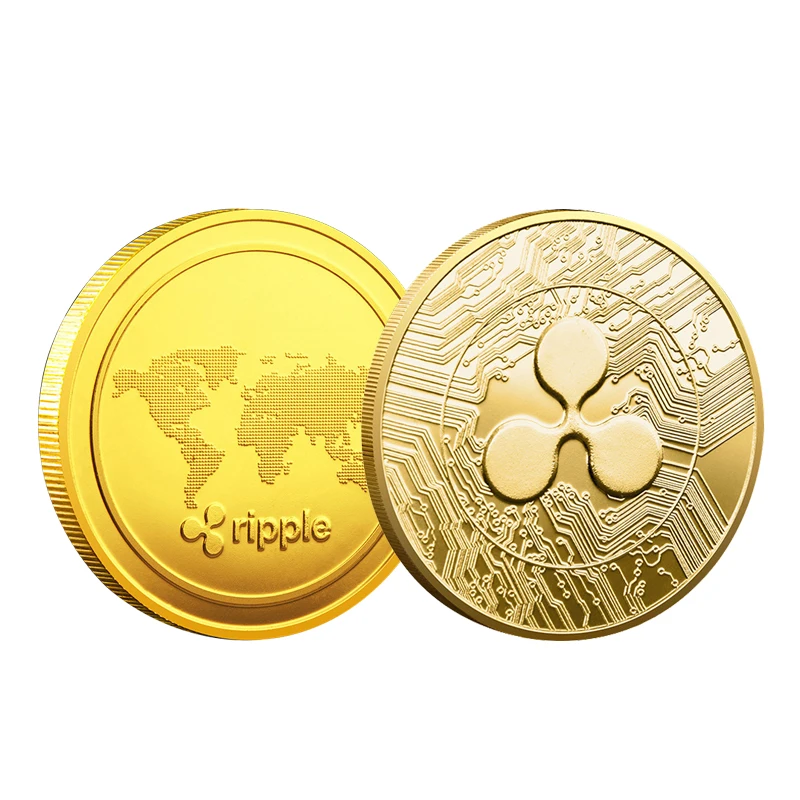 Digital Virtual Ripple Coin XRP Gold Silver Plated Crypto Coin with Plastic Case Commemorative Coin Art Collection Souvenir Gift