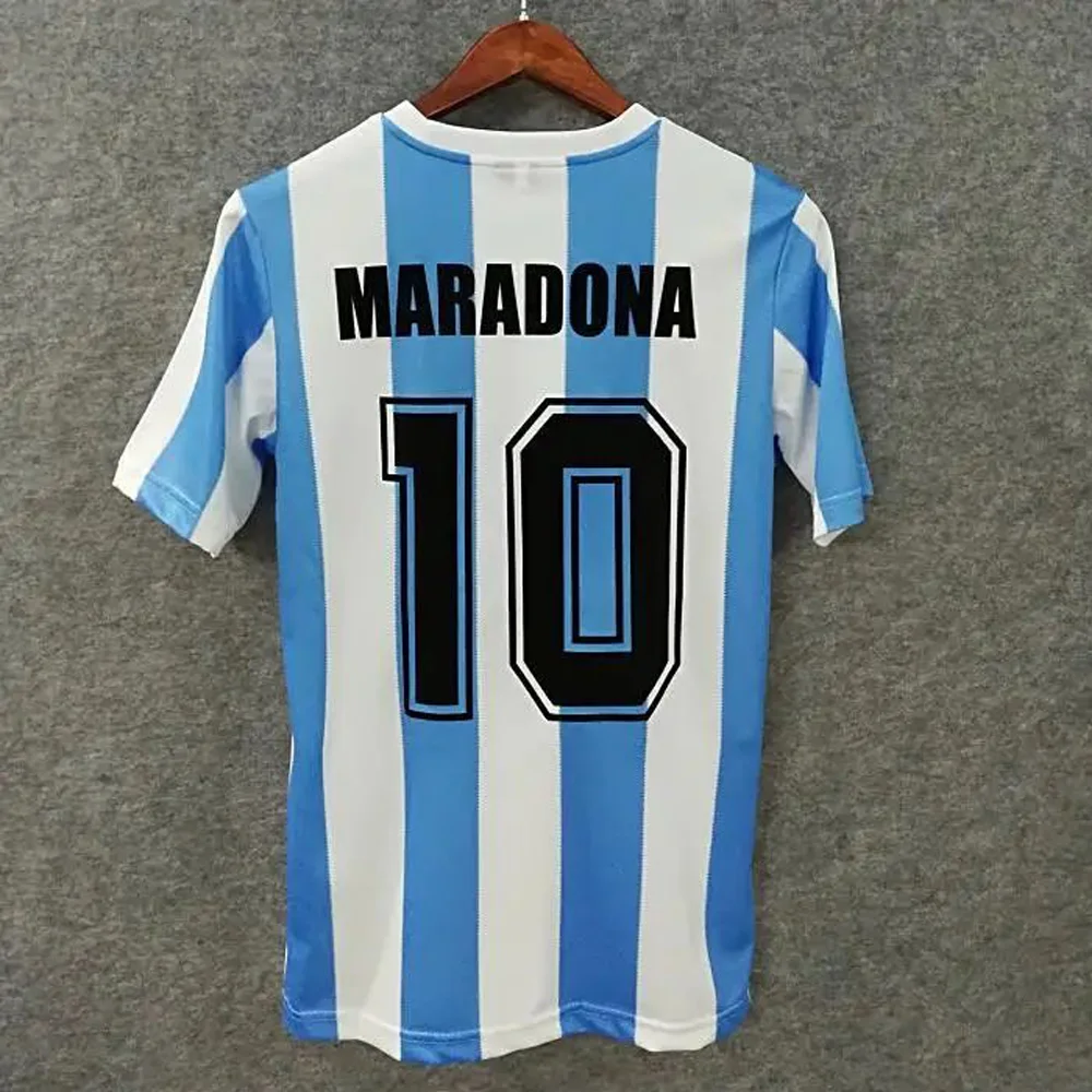 Football T-shirt blue and white striped Maradona men's long-sleeved sports T-shirt comfortable and fashionable unisex T-shirt lo